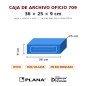 Infografía de medidas de la caja de archivo Oficio Plana 709: 36 × 25 × 9 cm, formato Oficio, tapa volcada, plástico microcorrug Infografía de medidas de la caja de archivo Oficio Plana 709: 36 × 25 × 9 cm, formato Oficio, tapa volcada, plástico microcorrug