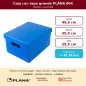 Infografía de medidas de la caja organizadora grande Plana 804: 45,5×35,5×25,5 cm, ~41 litros, plástico microcorrugado con tapa Infografía de medidas de la caja organizadora grande Plana 804: 45,5×35,5×25,5 cm, ~41 litros, plástico microcorrugado con tapa