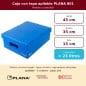 Infografía de medidas de la caja apilable Plana 801: 45×35×15 cm, ~23 litros, plástico microcorrugado con tapa y agarraderas Infografía de medidas de la caja apilable Plana 801: 45×35×15 cm, ~23 litros, plástico microcorrugado con tapa y agarraderas