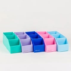 Caja organizadora Nº4 con 3 divisiones en 5 colores: azul y pastel