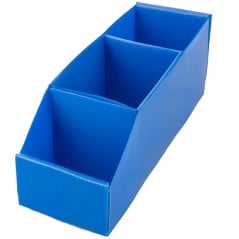 Caja organizadora multiuso Nº4 Plana azul con 3 divisiones, frente abierto