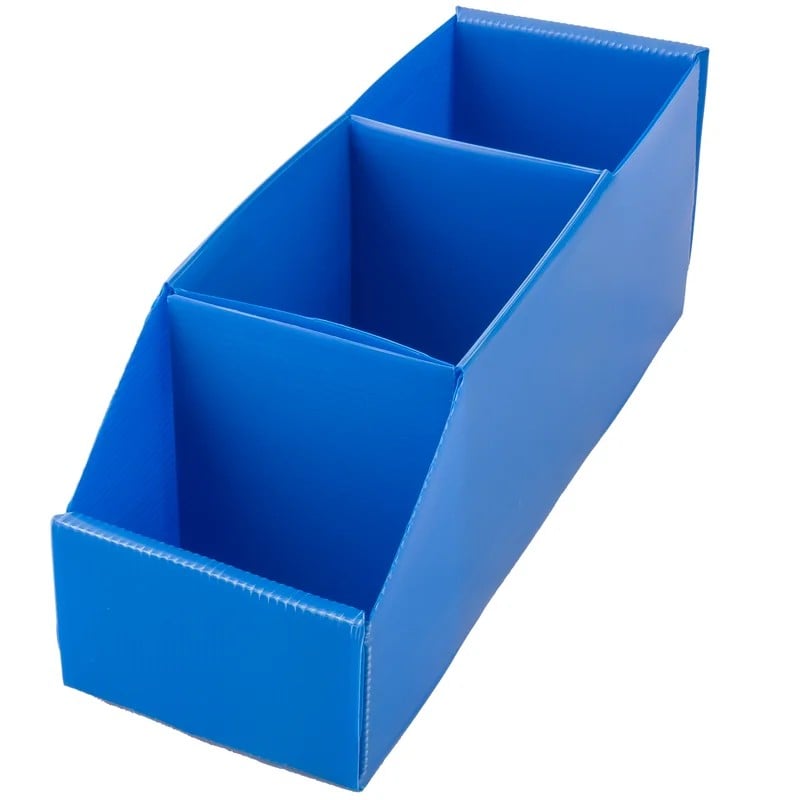 Caja organizadora multiuso Nº4 Plana azul con 3 divisiones, frente abierto