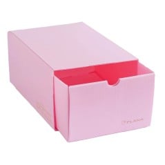 Caja de zapatos plástica Plana 606 rosa con cajón corredizo abierto