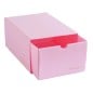 Caja de zapatos plástica Plana 606 rosa con cajón corredizo abierto Caja de zapatos plástica Plana 606 rosa con cajón corredizo abierto