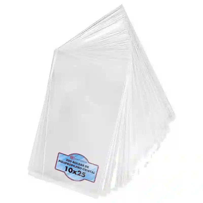 Bolsas de polipropileno 10x25 transparentes SonFuertes en pack de 200 unidades — Papelera Damián, distribuidora mayorista Bolsas de polipropileno 10x25 transparentes SonFuertes en pack de 200 unidades — Papelera Damián, distribuidora mayorista