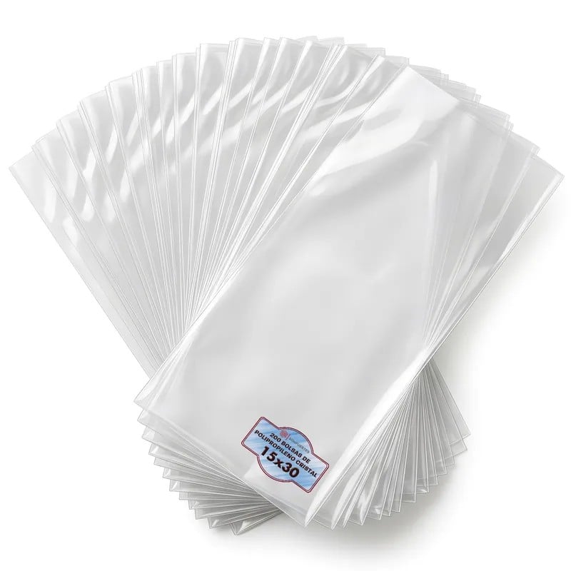 Bolsas de polipropileno 15x30 transparentes SonFuertes en pack cerrado de 200 unidades — Papelera Damián Bolsas de polipropileno 15x30 transparentes SonFuertes en pack cerrado de 200 unidades — Papelera Damián