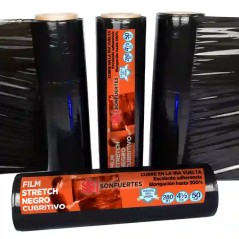 Film Stretch negro cubritivo 50 cm x 4,5 kg SonFuertes