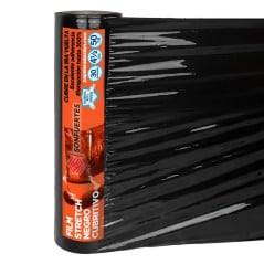 Rollo de film stretch negro cubritivo SonFuertes 50 cm y 30 micrones desplegado