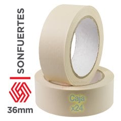 Cinta de papel 36mm SonFuertes 50 mt Caja 24 rollos adhesiva