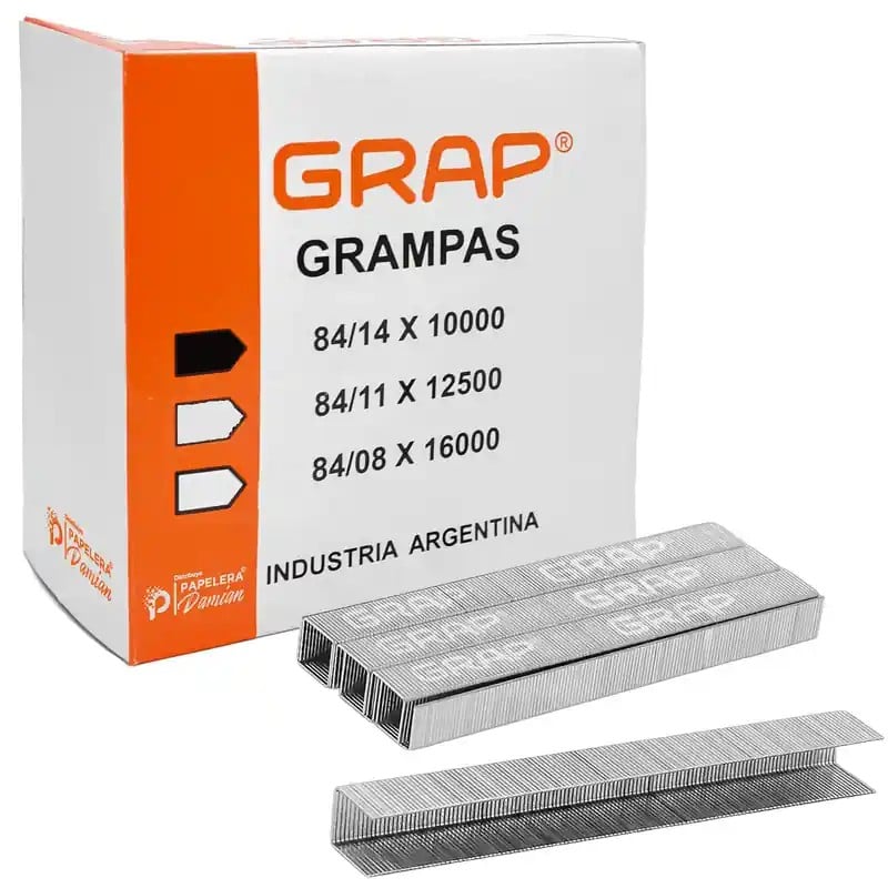Caja de grampas Grap 84/14 x 10.000 para tapicería con peines de grampas Caja de grampas Grap 84/14 x 10.000 para tapicería con peines de grampas