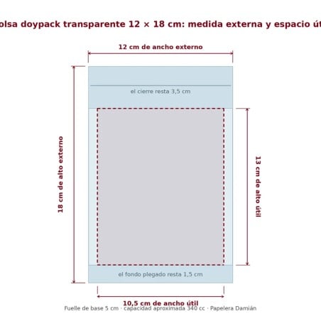 Bolsas Stand Up Transparentes 12x18 cm Cierre Hermetico Pack 50