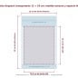 Diagrama de la bolsa transparente 12x18 cm: espacio útil de 10,5 x 13 cm, fuelle de base de 5 cm y 3,5 cm que ocupa el cierre