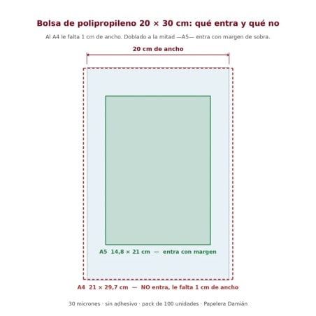 Bolsas de polipropileno 20x30 cm transparentes sin adhesivo - Pack x100