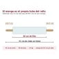 Diagrama del rollo de film stretch con mango: 50 cm de film y 10,5 cm de tubo libre de cada lado, 71 cm en total