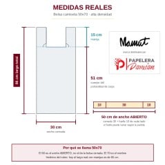 Bolsa camiseta 50x70 cm blanca reforzada Mamut - paquete x 80