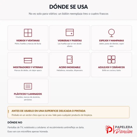 Limpiavidrios profesional y multiuso Glaxx listo para usar bidón 5 litros