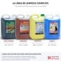Los cuatro bidones de 5 litros de la línea de limpieza: detergente Clean Up, lavandina Bioklhor, limpiavidrios Glaxx y Pino K Los cuatro bidones de 5 litros de la línea de limpieza: detergente Clean Up, lavandina Bioklhor, limpiavidrios Glaxx y Pino K