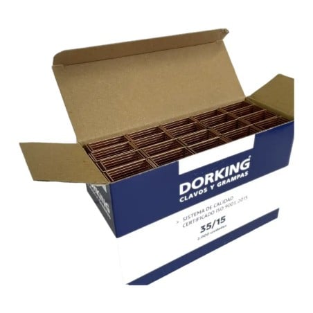 Broches Dorking 5/8 (35/15) cobreados para cierra cajas estuche x2000