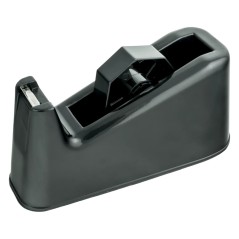 Porta cinta adhesiva grande negro SonFuertes vacío, con la cuchilla metálica dentada a la vista