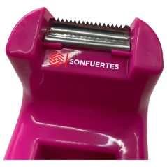 Cuchilla metálica dentada del porta cinta adhesiva grande SonFuertes, en primer plano