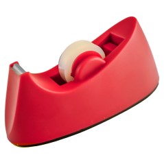 Dispensador de cinta adhesiva mediano SonFuertes en rojo, con el rollo puesto