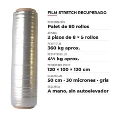 Film stretch recuperado 50cm SonFuertes palet 80 rollos