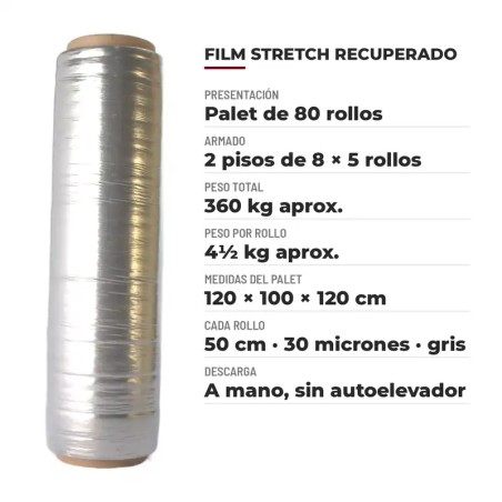 Film stretch recuperado 50cm SonFuertes palet 80 rollos