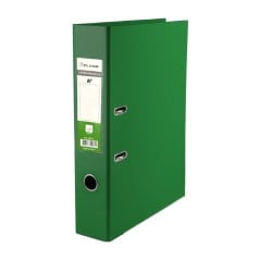 Bibliorato A4 Plana verde forrado en PVC, lomo ancho 7 cm con portaetiqueta