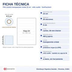 Film Stretch 10 cm Transparente Cristal para Atar – Rollo 400 g SonFuertes®