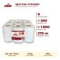 Qué trae el bolsón: 9 rollos de 200 paños, 1.800 paños y 270 metros de papel de cocina Qué trae el bolsón: 9 rollos de 200 paños, 1.800 paños y 270 metros de papel de cocina