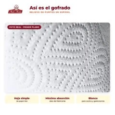 Primer plano del gofrado de puntos en espiral del rollo de cocina Abuela Marina