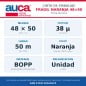Ficha técnica de la cinta frágil naranja AUCA 48 mm x 50 m: BOPP de 38 micrones, leyenda FRAGIL negra, EAN 0745110162674 Ficha técnica de la cinta frágil naranja AUCA 48 mm x 50 m: BOPP de 38 micrones, leyenda FRAGIL negra, EAN 0745110162674
