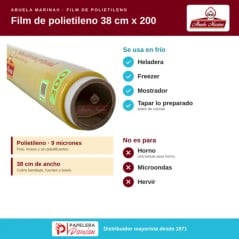 Papel Film Adherente Polietileno 38 cm x 200 Abuela Marina para Cocina