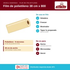 Papel Film Adherente Polietileno 38 cm x 800 Abuela Marina para Cocina