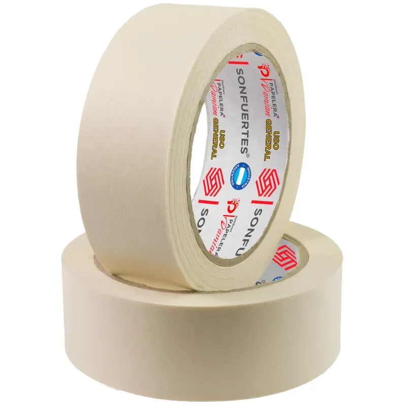 Dos rollos de cinta de papel SonFuertes de 36 mm y 50 m, color beige, con núcleo impreso