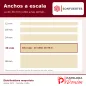 Comparación a escala de los anchos de cinta de papel: 12, 18, 24, 36 y 48 mm, con la de 36 mm destacada