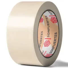Rollo de cinta de papel SonFuertes de 48 mm de ancho visto de costado