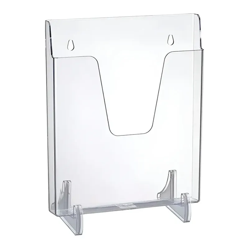 Porta hojas A4 acrílico cristal Acrimet 863 de 28 x 23,5 cm, porta folletos transparente con 2 bases de apoyo Porta hojas A4 acrílico cristal Acrimet 863 de 28 x 23,5 cm, porta folletos transparente con 2 bases de apoyo