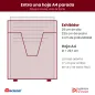 Dibujo a escala del porta folletos Acrimet 863 con una hoja A4 parada adentro y sus medidas exteriores Dibujo a escala del porta folletos Acrimet 863 con una hoja A4 parada adentro y sus medidas exteriores