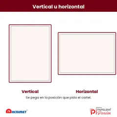 El porta hoja A4 Acrimet 865 se pega en vertical o en horizontal según el cartel