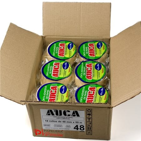 Cinta de papel ancha 48 mm × 50 m AUCA caja de 18 rollos