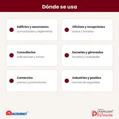Dónde se usa el porta hoja A4 adhesivo: edificios, oficinas, consultorios, escuelas, comercios e industrias