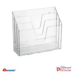 Organizador de escritorio triple A4 Acrimet 860 cristal, transparente, de 33,5 x 29 cm