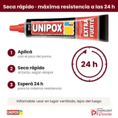 Unipox Extra Fuerte seca rápido al tacto y alcanza su máxima resistencia a las 24 horas