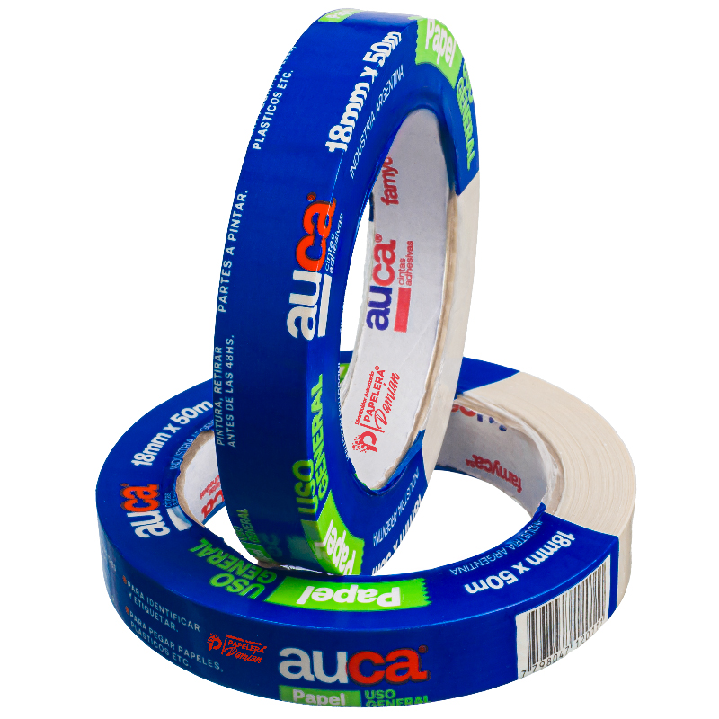Cinta de papel precio 18mm AUCA rollo de 50 mt adhesiva Cinta de papel precio 18mm AUCA rollo de 50 mt adhesiva