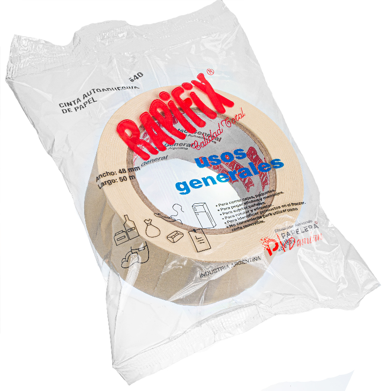 Cinta de papel 36mm Rapifix rollo de 50 mt en bolsa adhesiva Cinta de papel 36mm Rapifix rollo de 50 mt en bolsa adhesiva