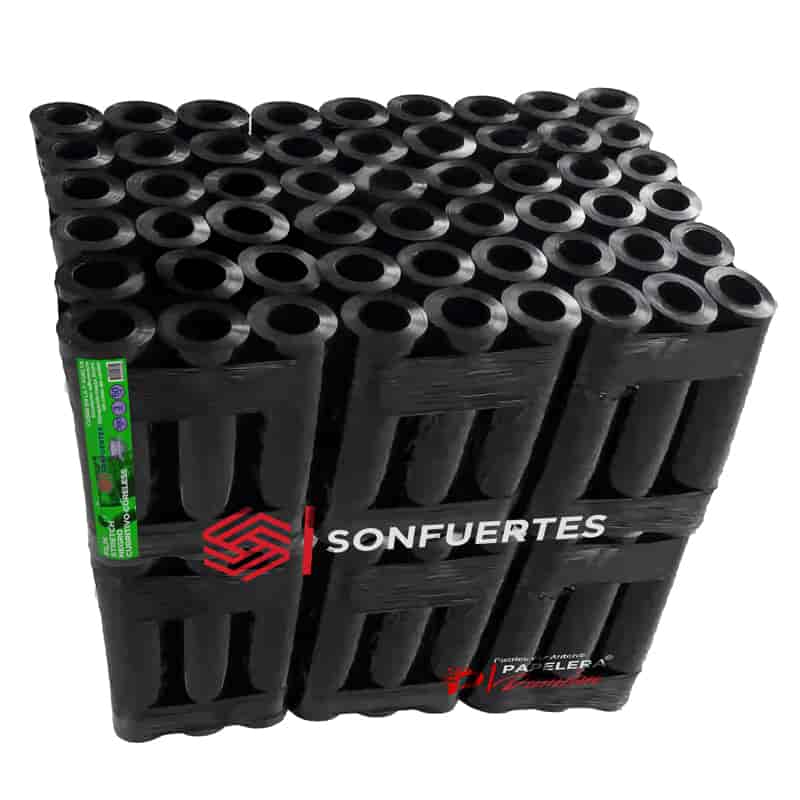 Film Stretch coreless negro cubritivo virgen 50cm para embalaje SonFuertes 3Kg Palet 80 rollos