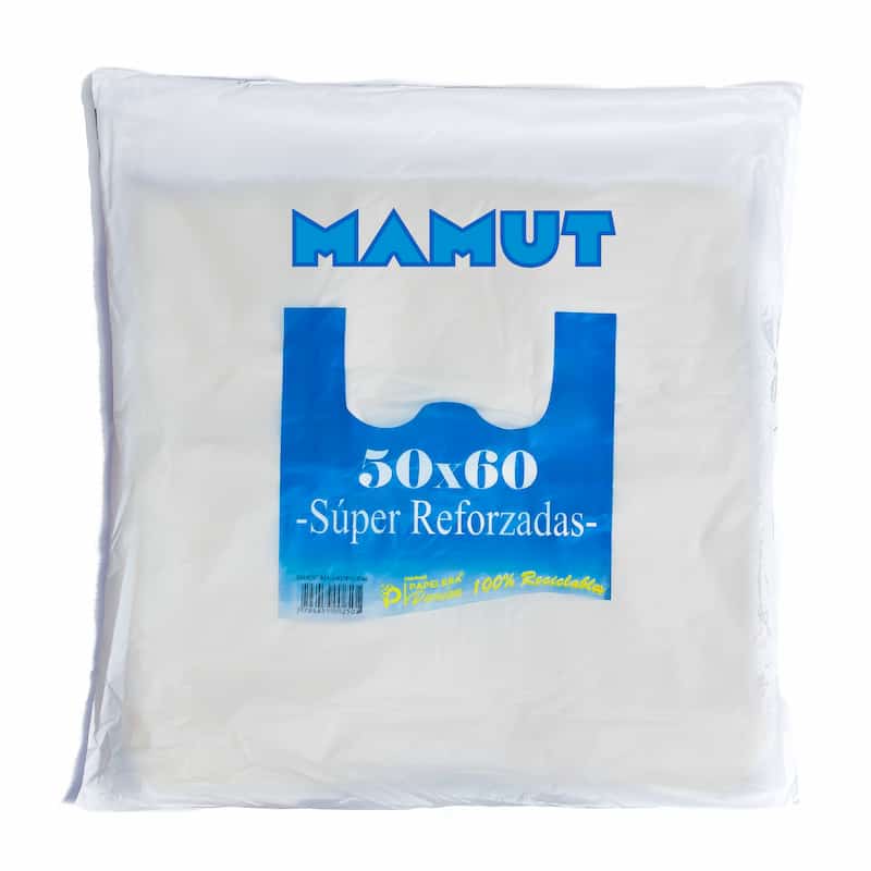 Bolsas Camiseta 50x60 Grandes Blancas Mamut A/D reforzada Bolsas Camiseta 50x60 Grandes Blancas Mamut A/D reforzada
