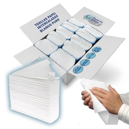 Toallas Intercaladas de Papel Blancas Tissue Caja de 10 Packs de 2500