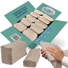 Toallas Intercaladas de Papel Color Beige Tissue caja de 10 Packs de 2500